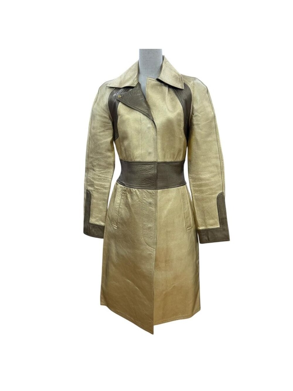 Gucci Vintage Sheepskin Era Lambskin Coat Gold 42